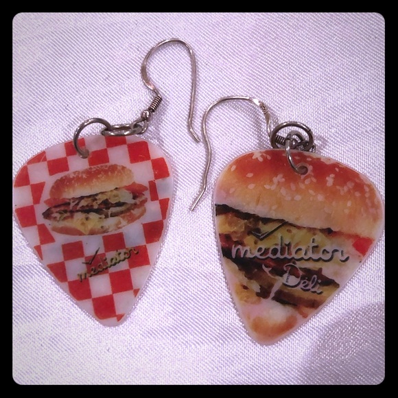 Vintage guitar pick earrings